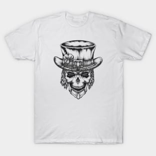 Irish Leprechaun Skull with lucky shamrock for St Patricks Day T-Shirt